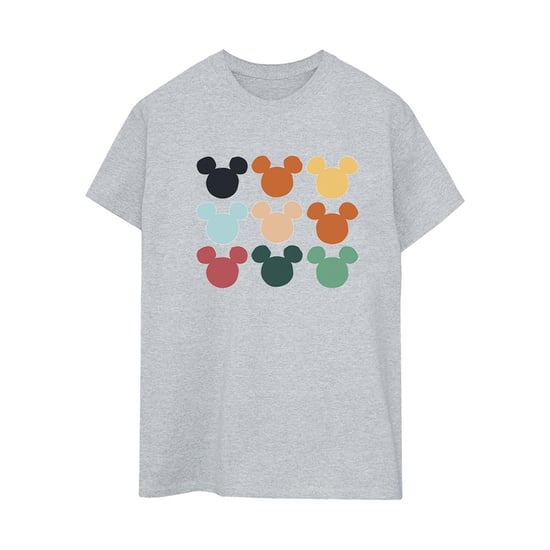 Disney Womens/Ladies Mickey Mouse Heads Square Cotton Boyfriend T-Shirt (Sports Grey) - Image 1