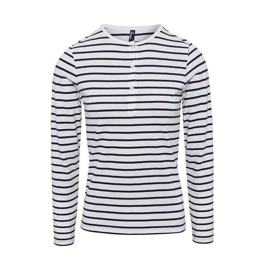 Premier Womens/Ladies Long John Roll Sleeve T-Shirt (White/Navy) - Image 1