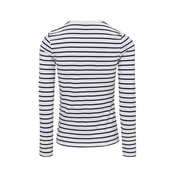Premier Womens/Ladies Long John Roll Sleeve T-Shirt (White/Navy) - Image 2
