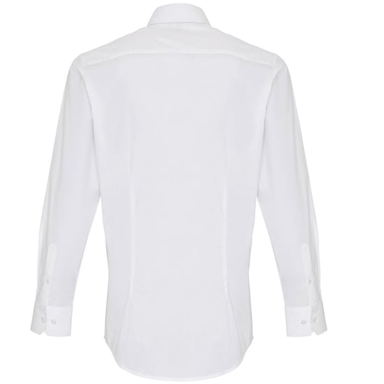 Premier Mens Stretch Fit Poplin Long Sleeve Shirt (White) - Image 2