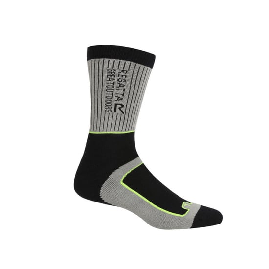 Regatta Mens Samaris 2 Season Socks (Pack of 2) (Dark Steel/Electric Lime) - Image 3
