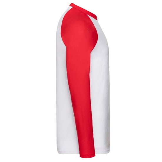 Fruit of the Loom Mens Baseball Long-Sleeved T-Shirt (White/Red) - Image 2