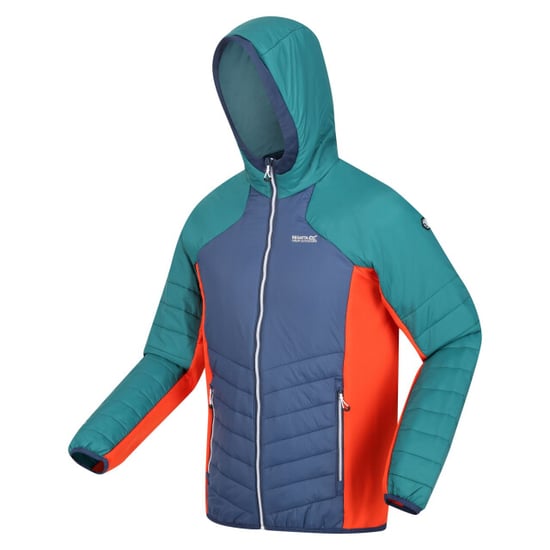 Regatta Mens Trutton Hooded Soft Shell Jacket (Admiral Blue/Pacific Green) - Image 4