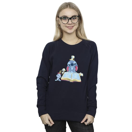 Disney Womens/Ladies Lilo & Stitch Reading A Book Sweatshirt (Navy Blue) - Image 3