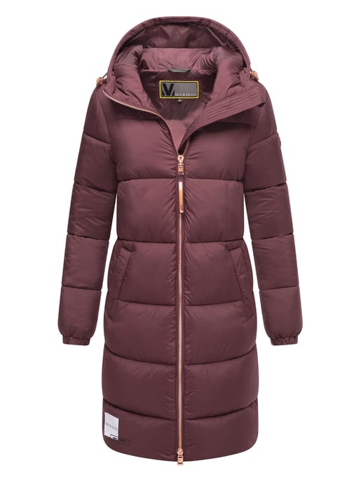 Abrigo largo acolchado Marikoo para mujer con capucha – Nomadiaa - Image 1