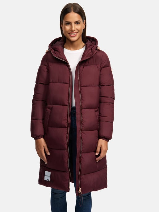 Abrigo largo acolchado Marikoo para mujer con capucha – Nomadiaa - Image 6