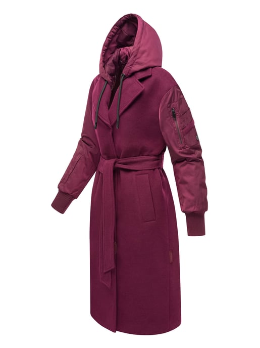 Abrigo envolvente Marikoo para mujer con capucha desmontable – Tjadee - Image 2