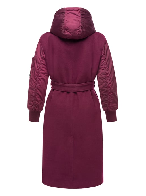 Abrigo envolvente Marikoo para mujer con capucha desmontable – Tjadee - Image 4