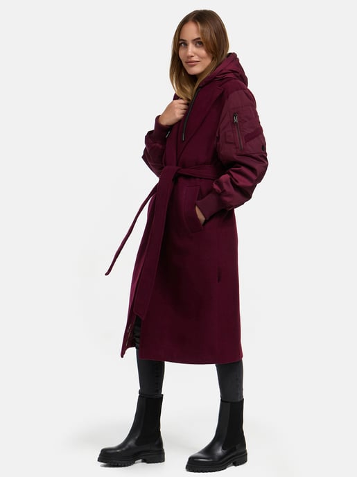 Abrigo envolvente Marikoo para mujer con capucha desmontable – Tjadee - Image 6