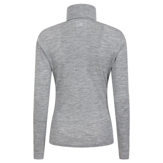 Mountain Warehouse Womens/Ladies Merino Wool Roll Neck Base Layer Top (Light Grey) - Image 2