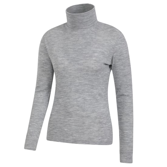 Mountain Warehouse Womens/Ladies Merino Wool Roll Neck Base Layer Top (Light Grey) - Image 3