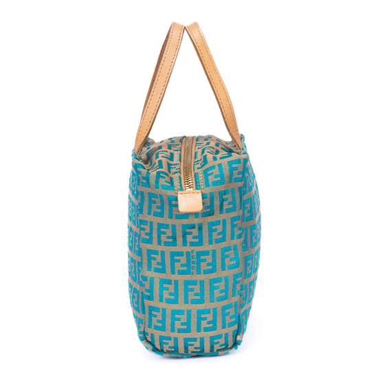 Fendi Zucchino Mini Mini en Beige/Azul Cuero de ternero - Image 3