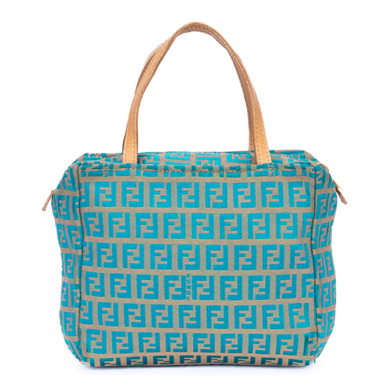 Fendi Zucchino Mini Mini en Beige/Azul Cuero de ternero - Image 5