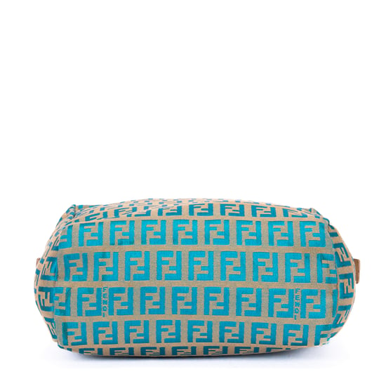 Fendi Zucchino Mini Mini en Beige/Azul Cuero de ternero - Image 6