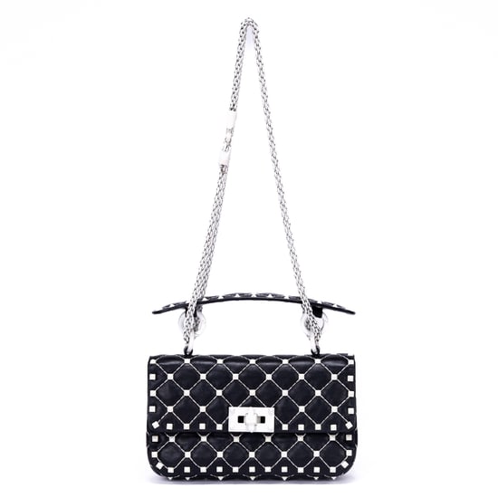 Valentino Rockstud Spike Chain Small en Blanco/Negro Cuero de ternero - Image 1