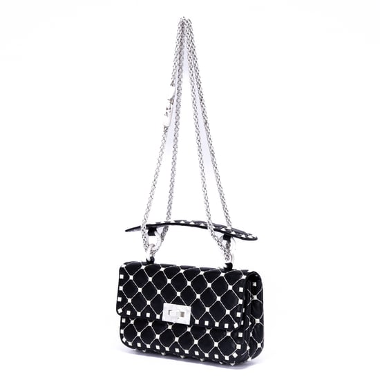 Valentino Rockstud Spike Chain Small en Blanco/Negro Cuero de ternero - Image 2