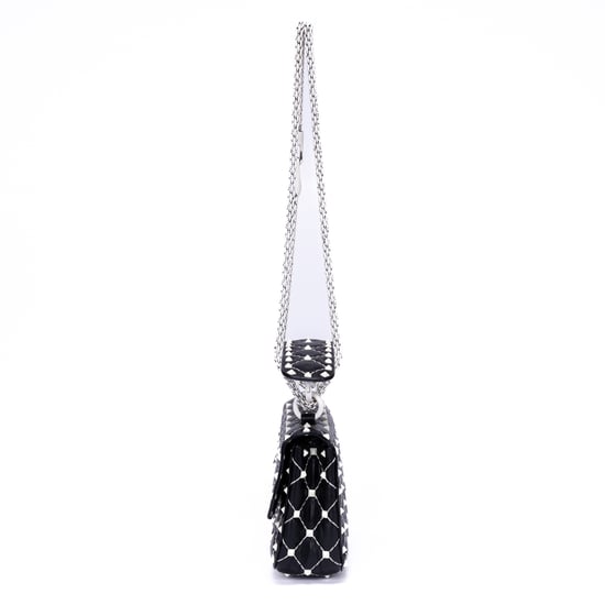 Valentino Rockstud Spike Chain Small en Blanco/Negro Cuero de ternero - Image 3