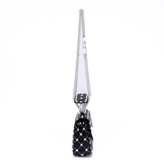 Valentino Rockstud Spike Chain Small en Blanco/Negro Cuero de ternero - Image 4