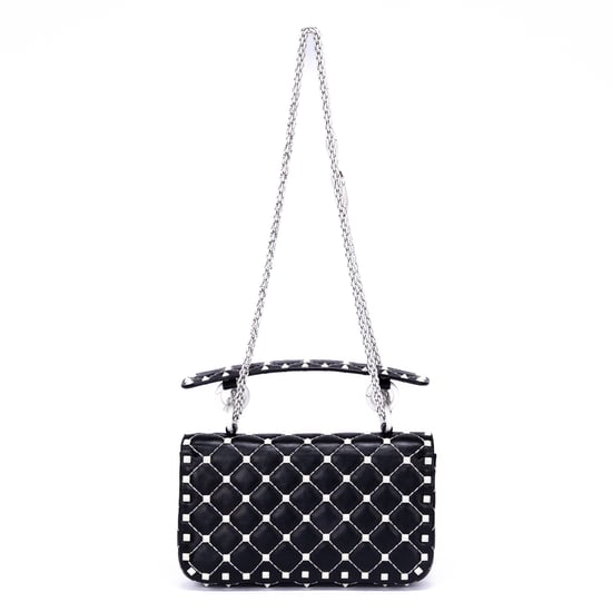 Valentino Rockstud Spike Chain Small en Blanco/Negro Cuero de ternero - Image 5