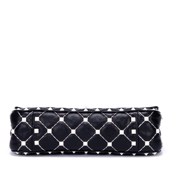Valentino Rockstud Spike Chain Small en Blanco/Negro Cuero de ternero - Image 6