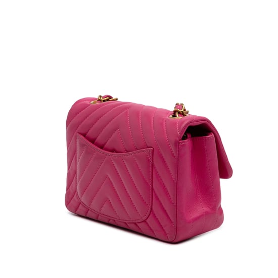 Bolso Mini Flap de Cuero Acanalado Chevron - Image 2