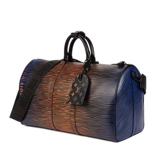 Louis Vuitton Limited Edition Keepall Electric Sun Gradient 50 en Azul/Morado/Naranja/Negro Cuero de ternero - Image 2