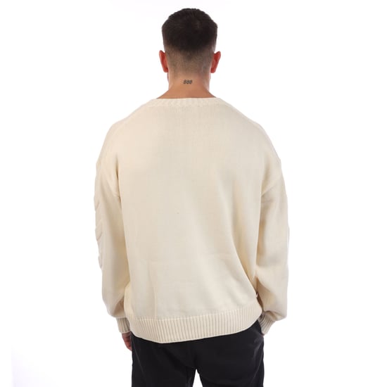 Sudadera de cuello redondo de punto 3D diagonal Off White para hombre en crema - Image 2
