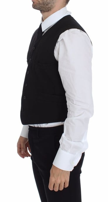 Chaleco de algodón negro estilo clásico - Image 4