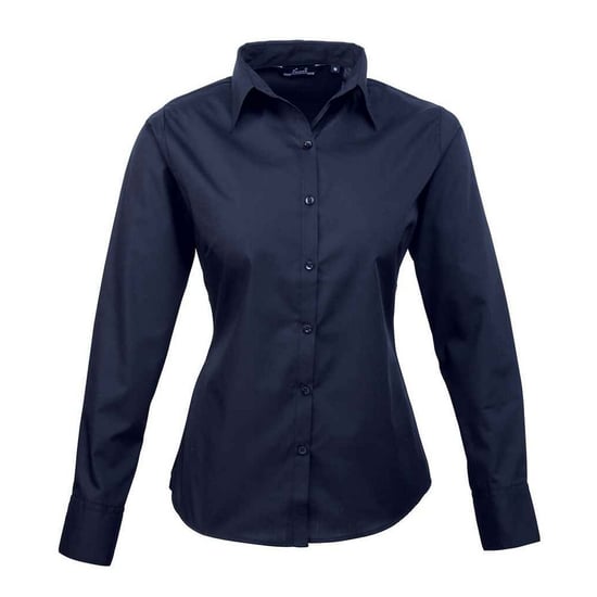 Premier Womens/Ladies Poplin Long-Sleeved Blouse (Navy) - Image 1