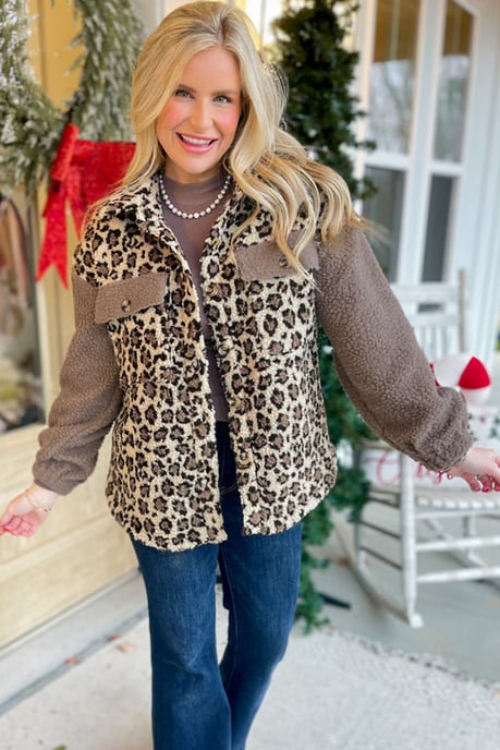 Chaqueta Sherpa de Estampado de Leopardo - Image 5