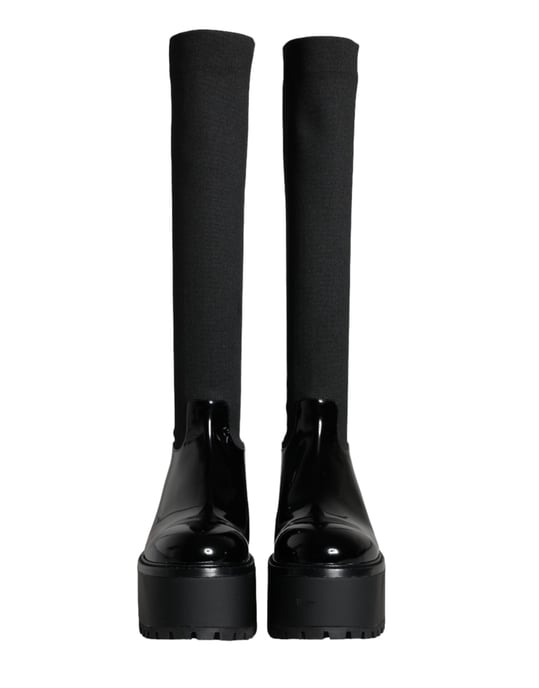 Botas de cuero charol con plataforma hasta la rodilla - Image 2