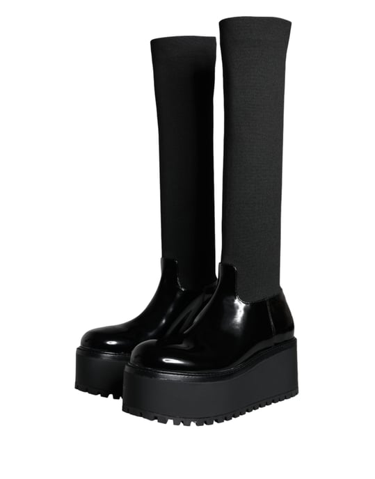 Botas de cuero charol con plataforma hasta la rodilla - Image 3