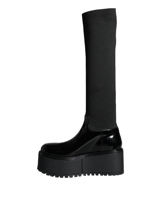 Botas de cuero charol con plataforma hasta la rodilla - Image 5