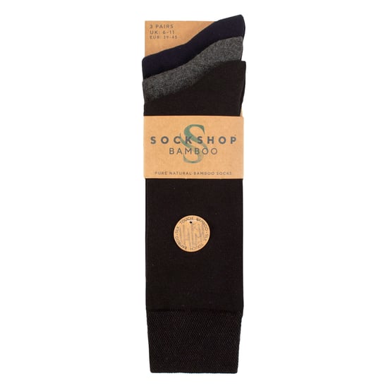 Paquete de 3 calcetines de bambú para hombres lisos y con estampados - Comodidad suave y transpirable para el día a día - Image 2