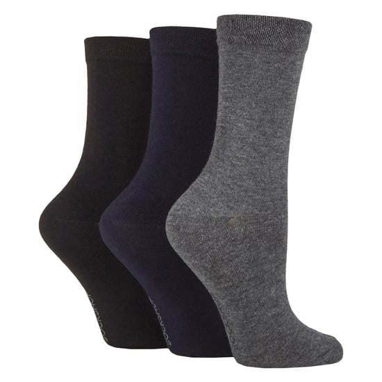 Paquete de 3 calcetines de bambú lisos para mujer - Calcetines suaves y transpirables para la comodidad diaria - Image 1