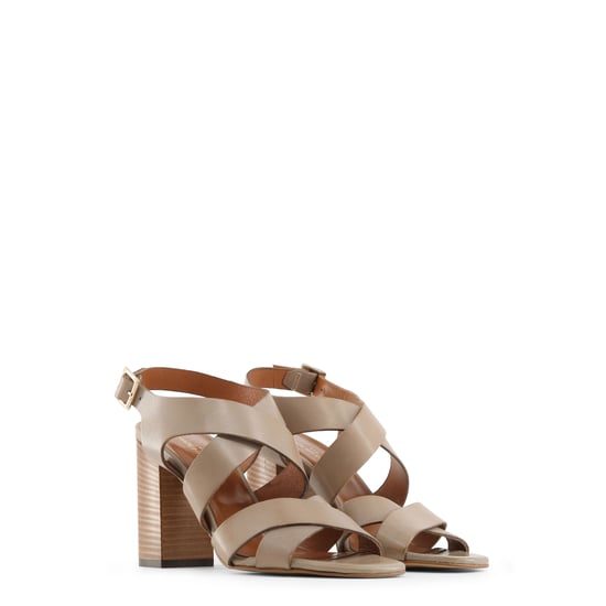Sandalias de Cuero con Tiras Cruzadas Modelo Beige - Image 3