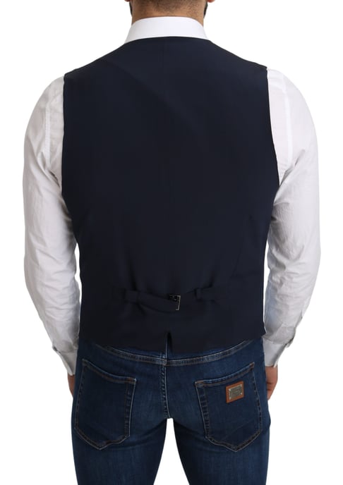 Chaleco de lino azul claro estilo clásico - Image 3
