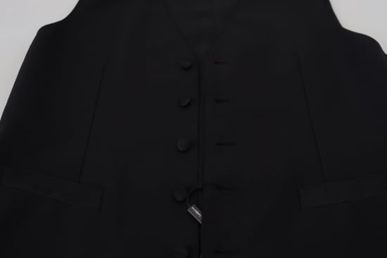 Chaleco de lana negro ajuste clásico - Image 6