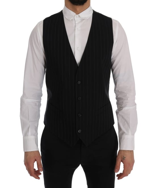 Chaleco Negro a Rayas Formales - Image 1