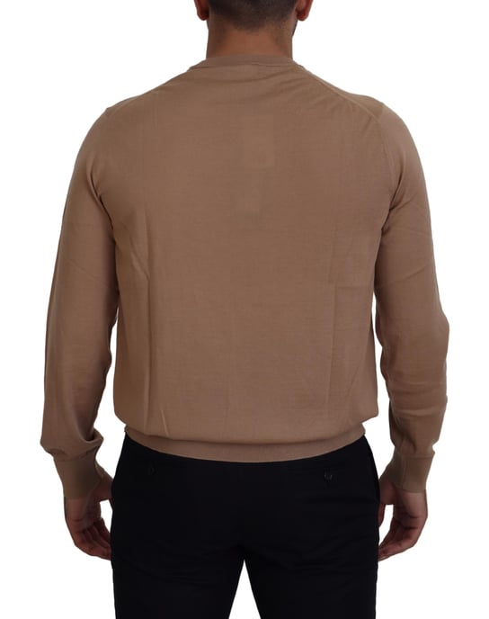 Suéter Beige con Cuello Redondo y Emblema - Image 2