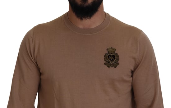 Suéter Beige con Cuello Redondo y Emblema - Image 3