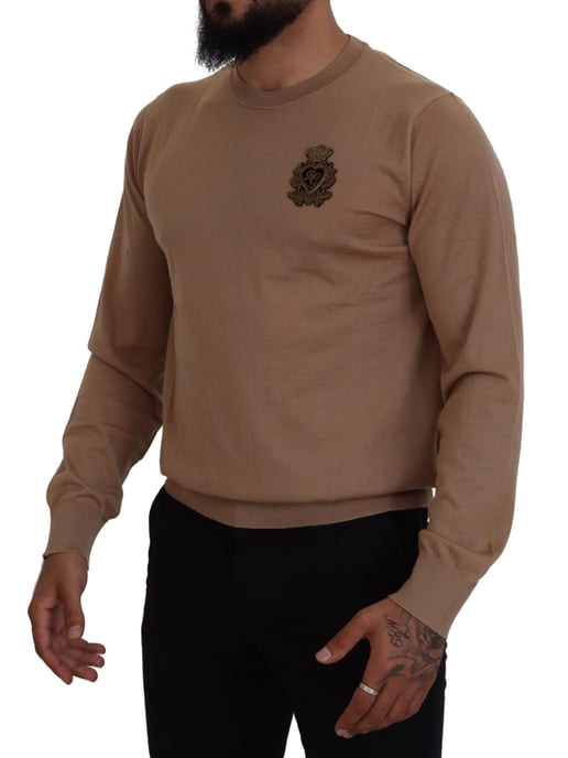 Suéter Beige con Cuello Redondo y Emblema - Image 5