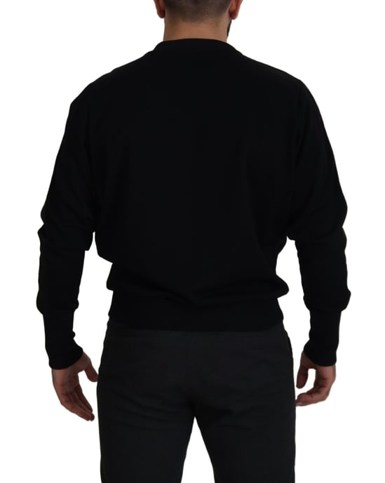 Suéter de punto negro con cuello redondo - Image 2