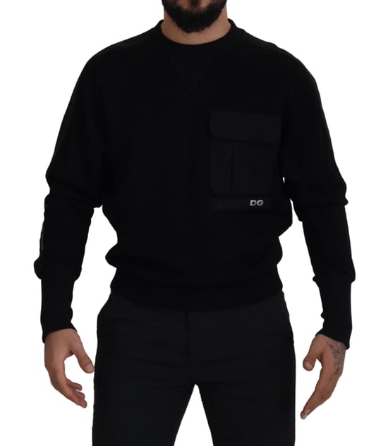 Suéter de punto negro con cuello redondo - Image 4