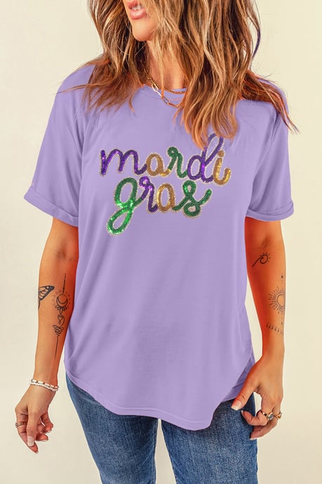 Camiseta Relaxed Fit con Lentejuelas de Mardi Gras - Image 2