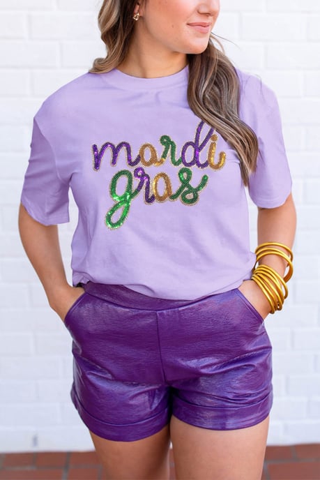 Camiseta Relaxed Fit con Lentejuelas de Mardi Gras - Image 3