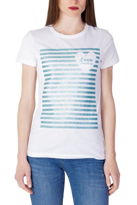 Camiseta de Rayas Brillantes de Manga Corta con Cuello Redondo - Image 1