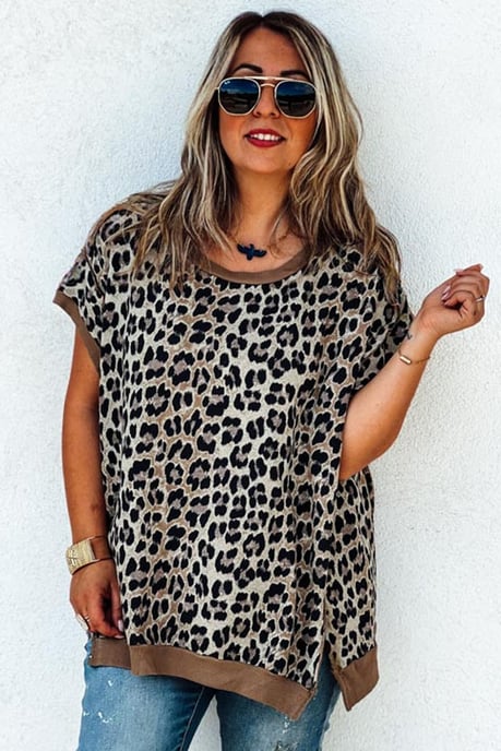 Top de Manga Corta Relajado con Estampado de Leopardo - Image 3