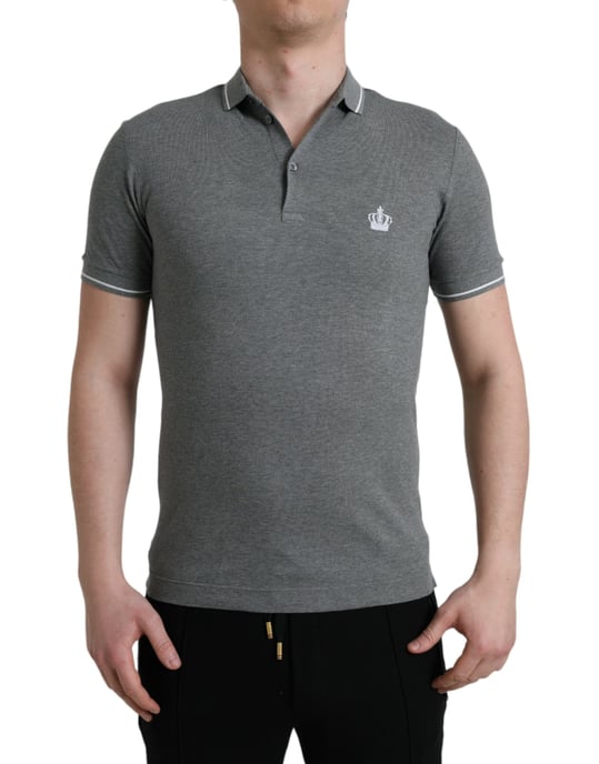 Camiseta Polo Corona Gris de Manga Corta - Image 1