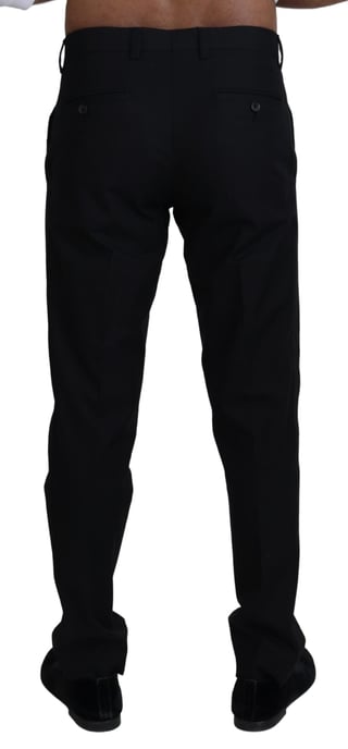 Pantalones de Corte Clásico Negro Sólido - Image 3